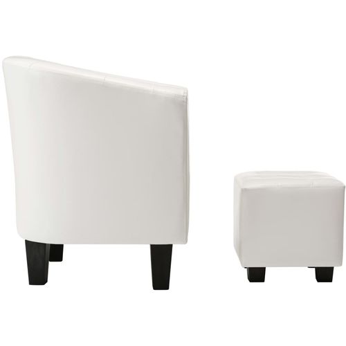 Fotelja od umjetne kože s osloncem za noge bijela slika 13