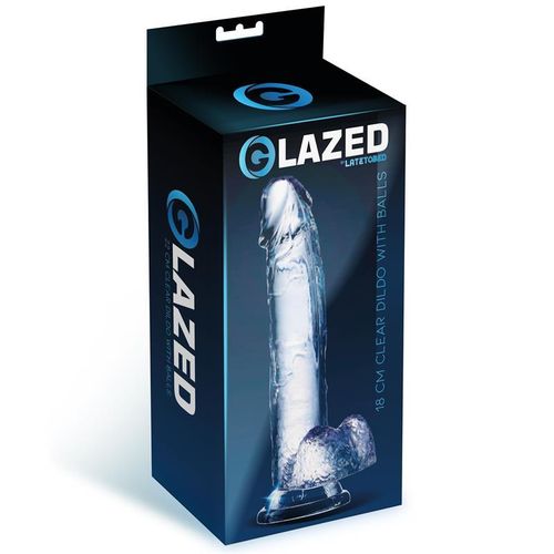 Glazed realistični prozirni dildo s testisima 18cm ili 22cm slika 20