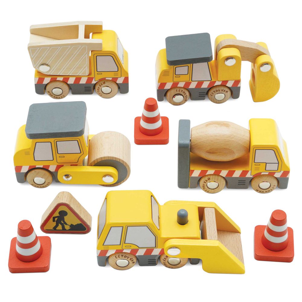 Le Toy Van Set drvenih građevinskih vozila slika 1