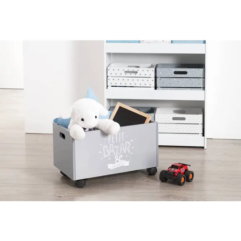 Atmosphera kutija za pohranu na kotačima 48x28x28,5cm mdf siva slika 3