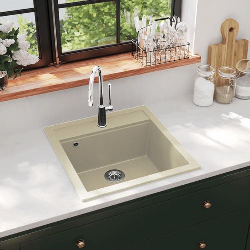 Granitni kuhinjski sudoper s jednom kadicom bež slika 12
