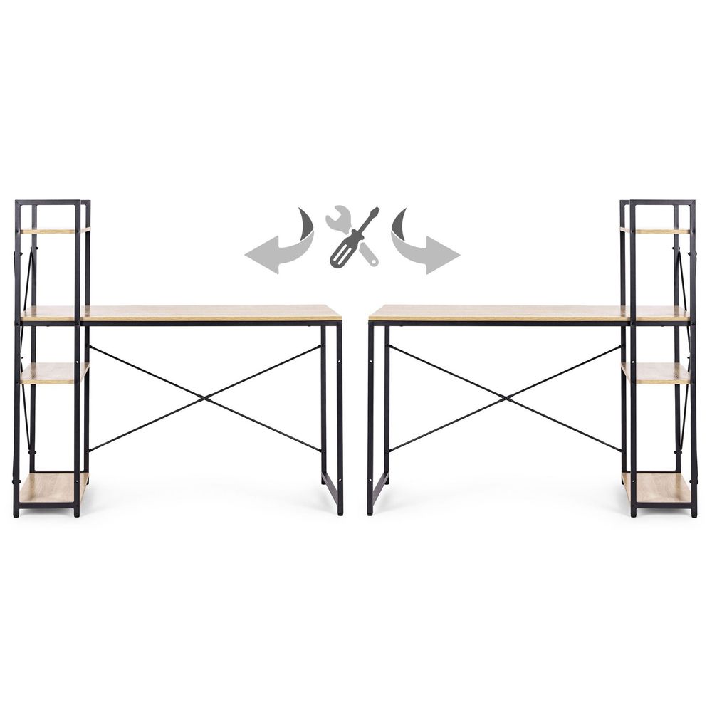 ModernHome uredski stol 120 × 60 cm s policom i 3 police – loft stil slika 8
