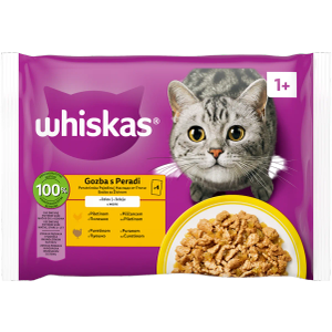 Whiskas mokra hrana za mačke 1+, izbor peradi, 4 x 85 g