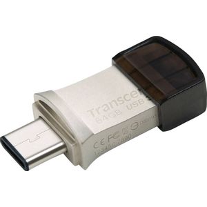 Transcend TS64GJF890S USB 64GB JetFlash 890S, USB3.1, USB Type-C, OTG, 90/30 MB/s, Metalic, Ultra slim, Silver