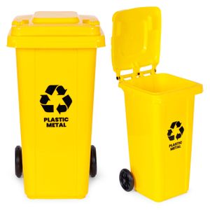 Kanta za otpad 120 L – žuta, plastika, s kotačima