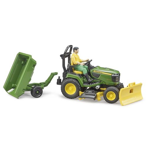 Bruder Traktor John Deer sa prednjim čistačem i prikolicom slika 2