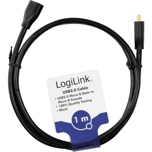 LogiLink USB kabel USB 2.0 USB-Micro-B utikač, USB-Micro-B utičnica 1.00 m crna  CU0121 slika 2