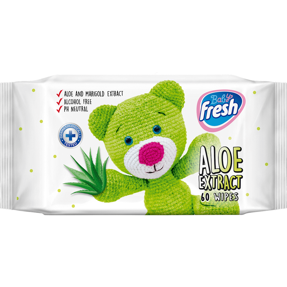 Fresh Baby vlažne maramice za bebe Premium Aloe Vera 60kom slika 1