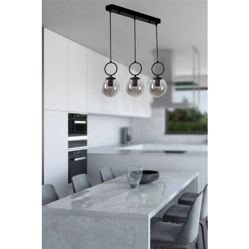 Morino 3 Lü Sıralı Füme Camlı Siyah Sarkıt Black Chandelier slika 1