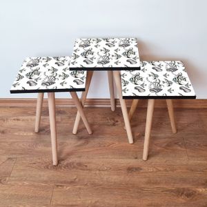 Set Nesting Stolova (3 Komada) 3Shp400 - Boje: Bijela, Crna, Plava, Žuta