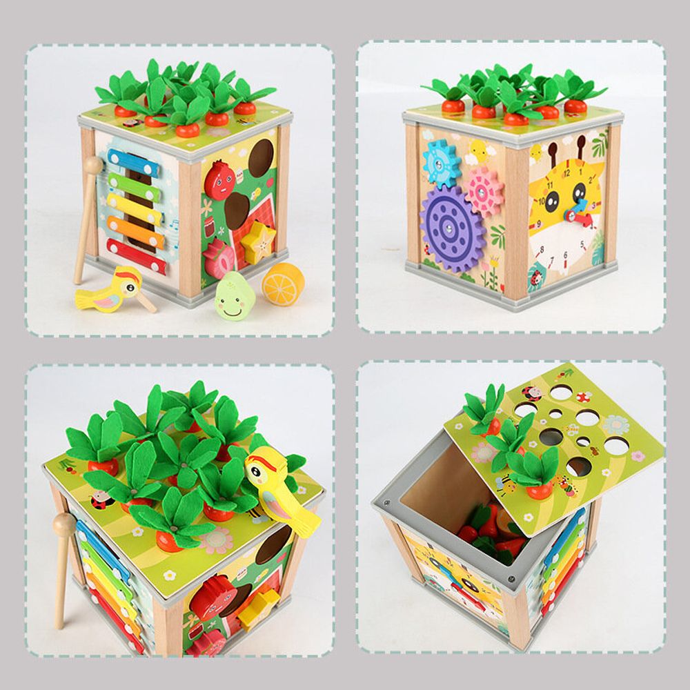 Drveni edukativni razvrstač kocki 5u1 puzzle box blocks slika 4