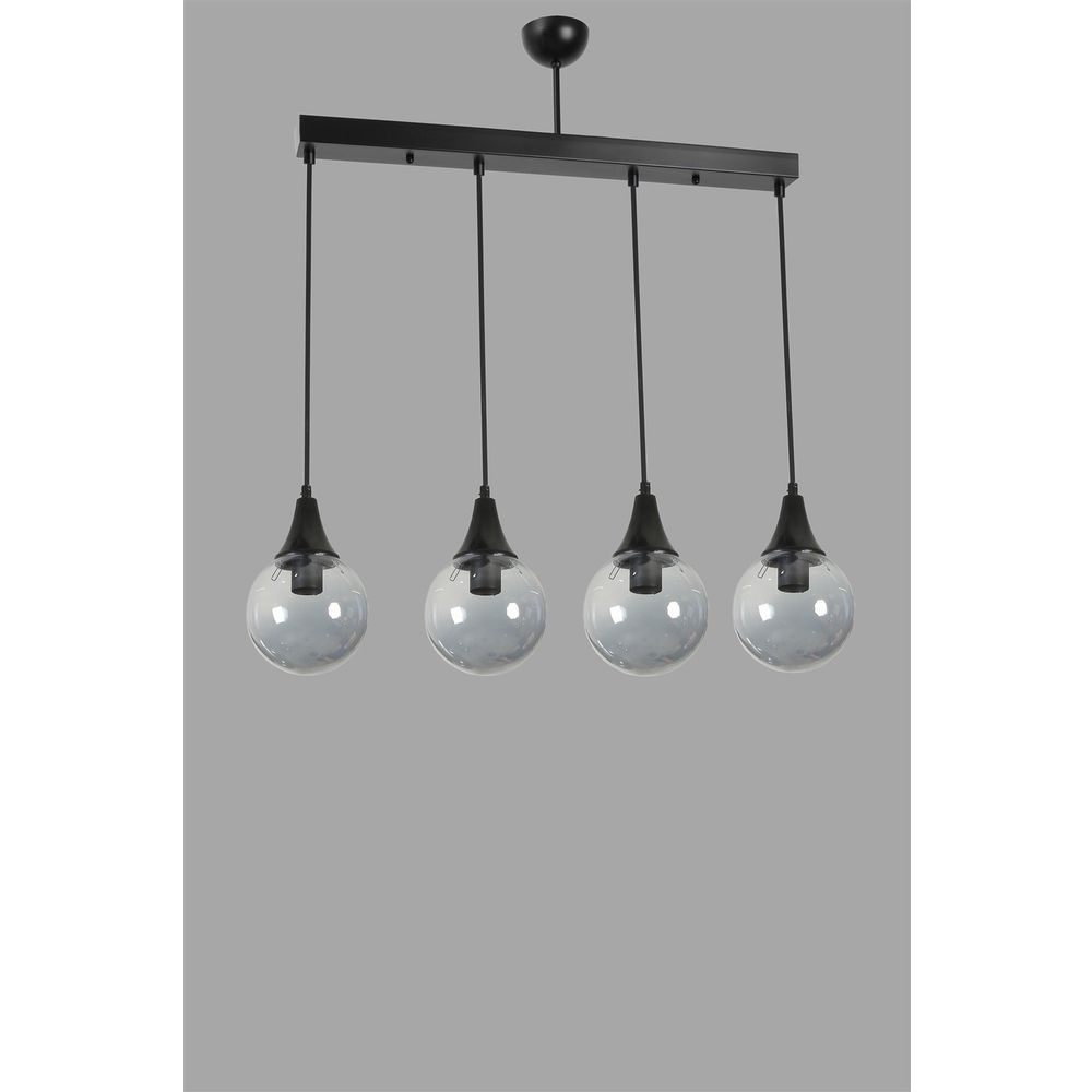 Afra 4 Lü Sıralı Siyah Füme Camlı Sarkıt Black Fume Chandelier slika 4