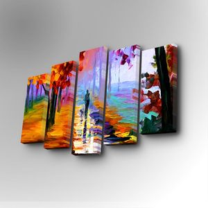 5PUC-006 Multicolor Decorative Canvas Painting (5 Pieces)