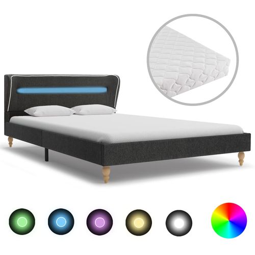 Krevet od jute s LED svjetlom i madracem tamnosivi 140 x 200 cm slika 38