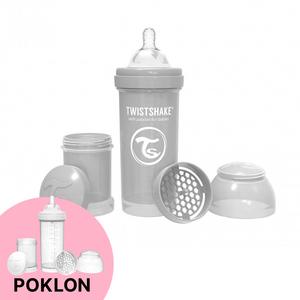 Twistshake bočica Anti-Colic 260ml Pastel siva + GRATIS Anti-Colic 260ml Bijela