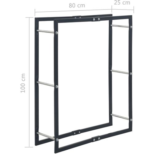 Stalak za drva za ogrjev crni 80 x 25 x 100 cm čelični slika 30