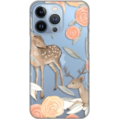Torbica Silikonska Print Skin za iPhone 13 Pro 6.1 Flower Deer slika 1
