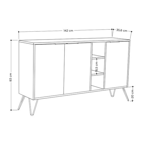 Woody Fashion Komoda, hrastBijela boja, Clara Console - Oak, White slika 14