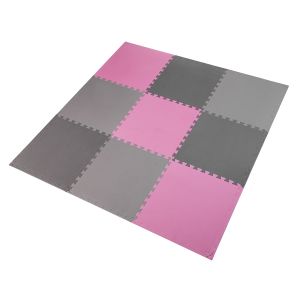 Set od 9 zaštitnih podloga u obliku slagalice za teretanu 60x60x1,0 cm sivo roza