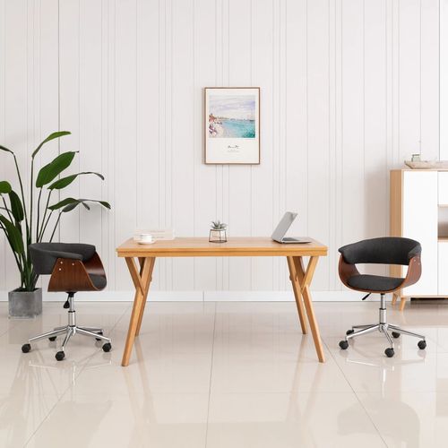 Okretna uredska stolica od savijenog drva i tkanine siva slika 29