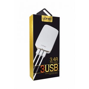 LDNIO USB Punjač s 3 Porta 5V/3.4A/17W A3304, Bijeli