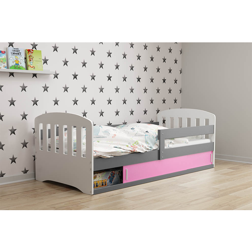 Dječji krevet sa madracem – HAPPY – 160×80 Bijeli – Grafit – Rozi - ODMAH DOSTUPNO! slika 1