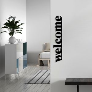 Decorative metal wall accessory Welcome, colour: black