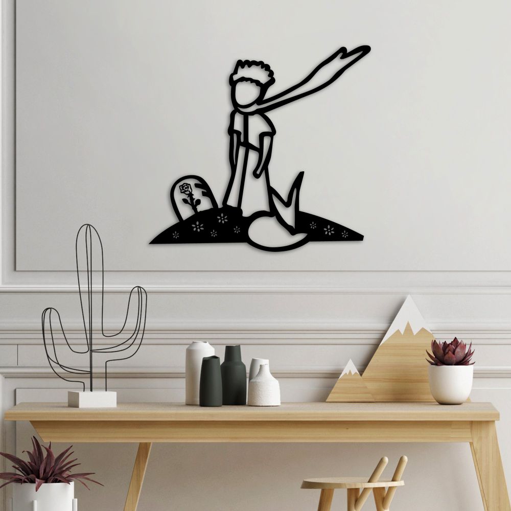 Decorative metal wall accessory The Little Prince 3, colour: black slika 3
