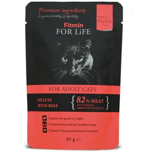 Fitmin For Life Cat Adult Kesica Govedina, hrana za mačke 85g slika 1