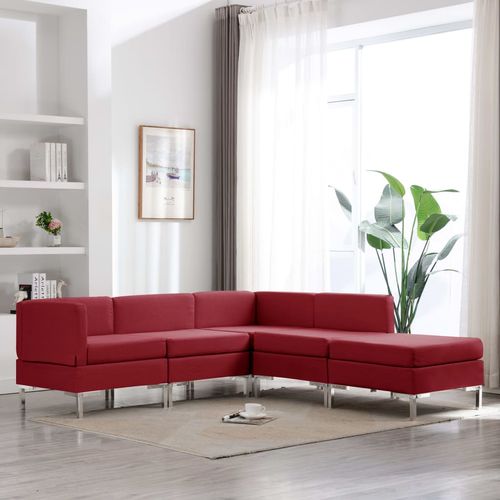 5-dijelni set sofa od tkanine crvena boja vina slika 9