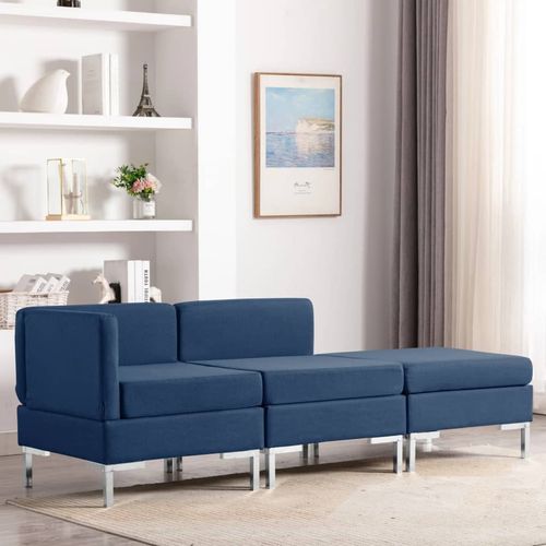 3-dijelni set sofa od tkanine plavi slika 8