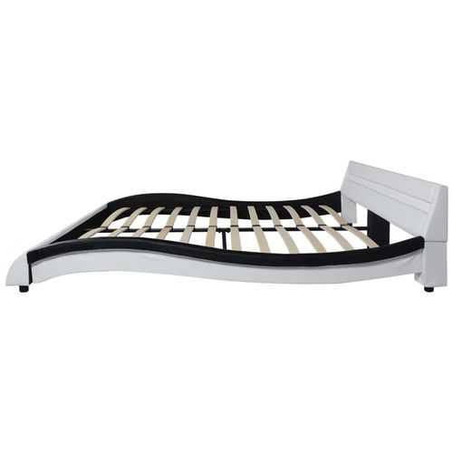Krevet od umjetne kože sa madracem LED crno bijeli 140 x 200 cm slika 19