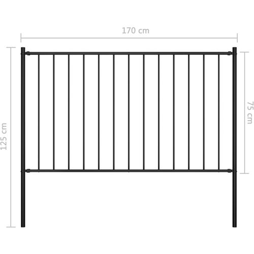 Panel za ogradu sa stupovima čelični 1,7 x 0,75 m crni slika 7