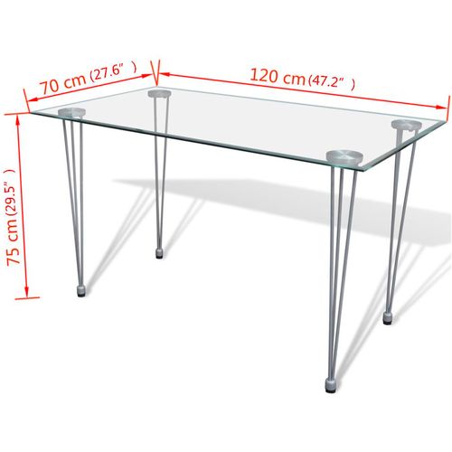 Blagovaonski Stol sa Staklenom Stolnom Pločom Prozirni slika 11