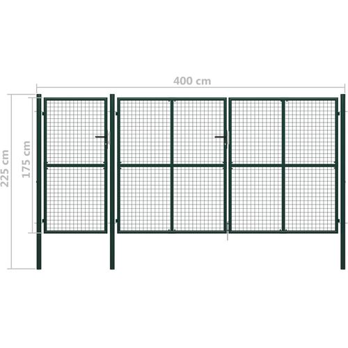 Vrtna vrata čelična 400 x 175 cm zelena slika 14