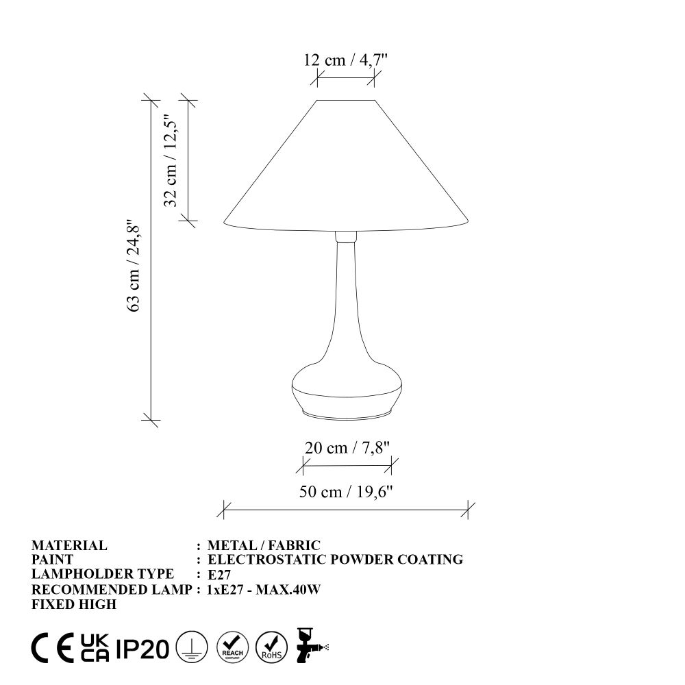 Luna - 15256 Zlatna i Crna Stolna Lampa slika 7