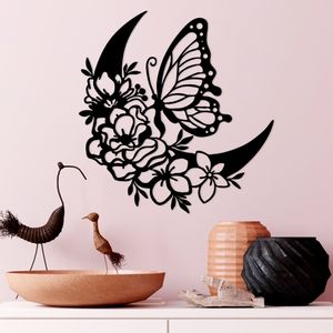 Wallity Metalna zidna dekoracija, Butterfly And Flower 2