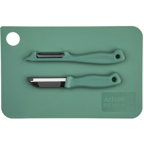 Altom Design set daska za rezanje + nož + strugač, 24 cm, zeleni slika 1