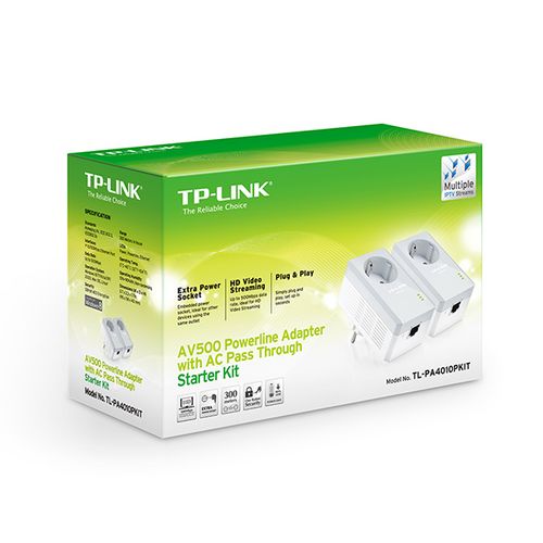 Powerline adapter TP-LINK TL-PA4010P KIT AV600 600Mbps Homeplug AV uticnica 300m slika 2