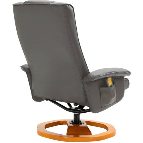Masažna fotelja s osloncem za noge od umjetne kože siva slika 43