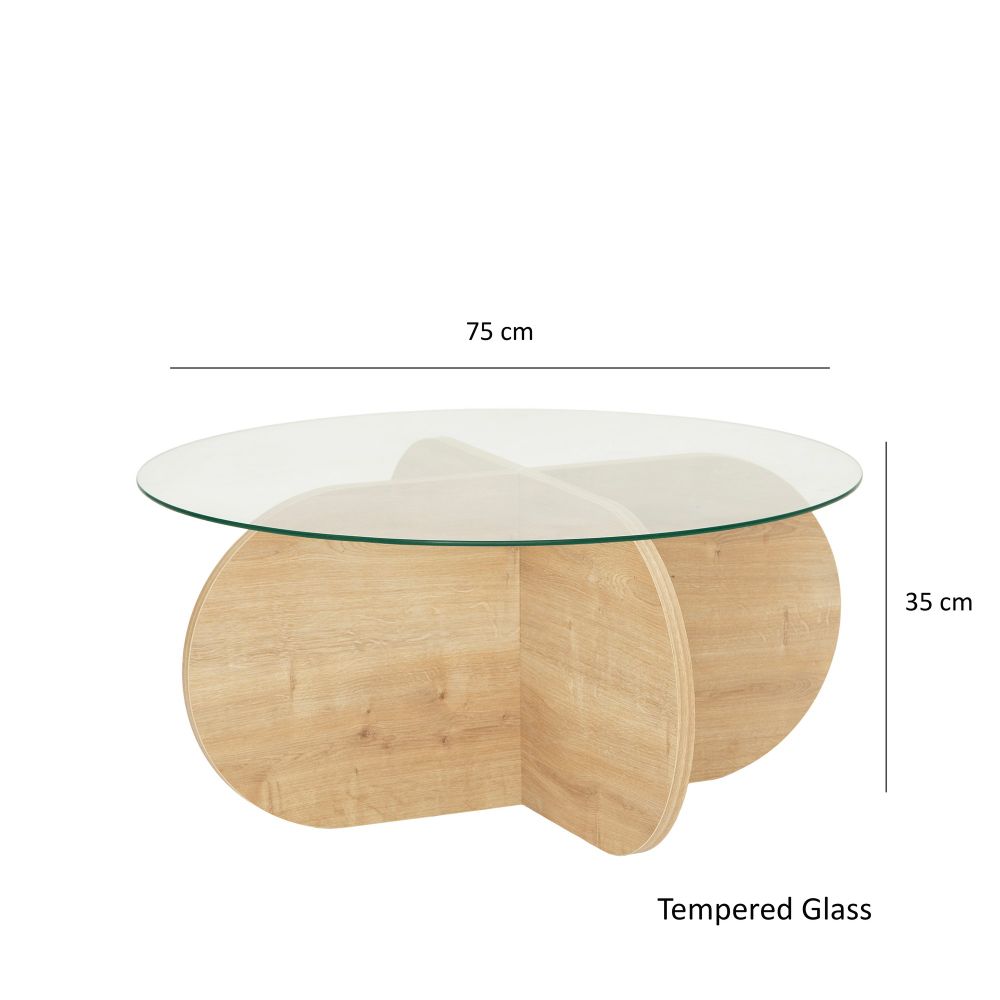 Stol za kafu 'Bubble - Sapphire Oak' sa staklenim vrhom slika 10