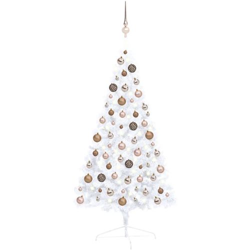Umjetna polovica božićnog drvca LED s kuglicama bijela 120 cm slika 10