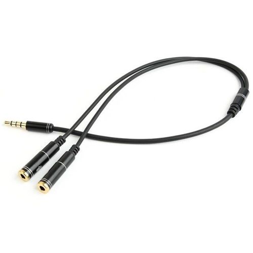 CCA-417M Gembird 2x 3.5 mm(slusalice i mikrofon) Metalni adapter na 1x 3.5mm(4 pin) cable, 0.2m crn slika 2