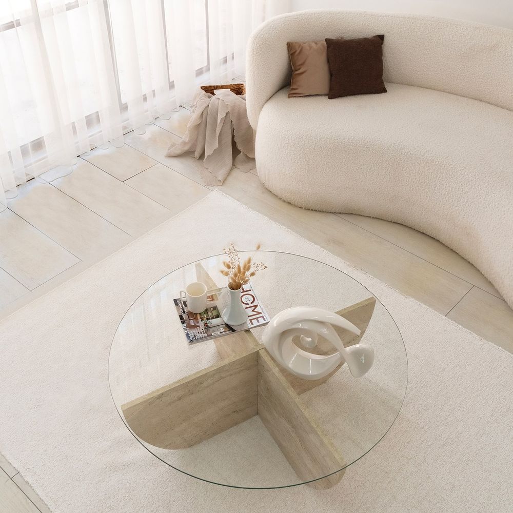 Lily Travertine Kafa Sto slika 3