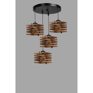 Cara ahşap 4 lü tepsili yanık sarkıt Brown Chandelier