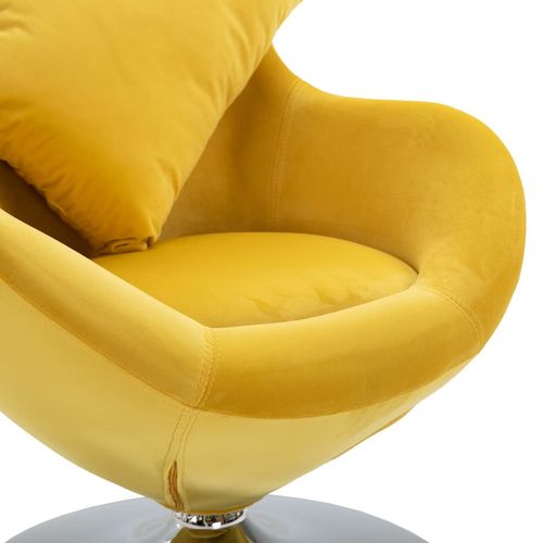 Okretna jajolika stolica s jastukom žuta baršunasta slika 15