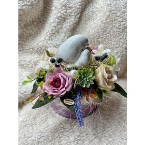 7seas365 ukrasni dekor - Ptičje gnijezdo srebrno roza zdjela