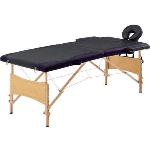 Sklopivi masažni stol s 2 zone drveni crni slika 1
