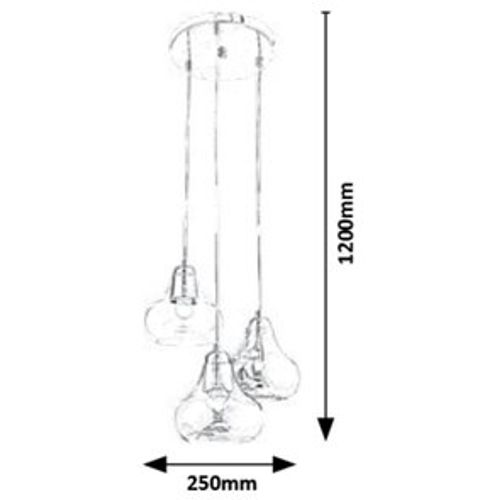Rabalux Jezabel visilica, hrom sa mlečnim staklom, E27 3X 60W slika 3