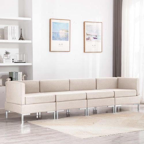 4-dijelni set sofa od tkanine krem slika 17